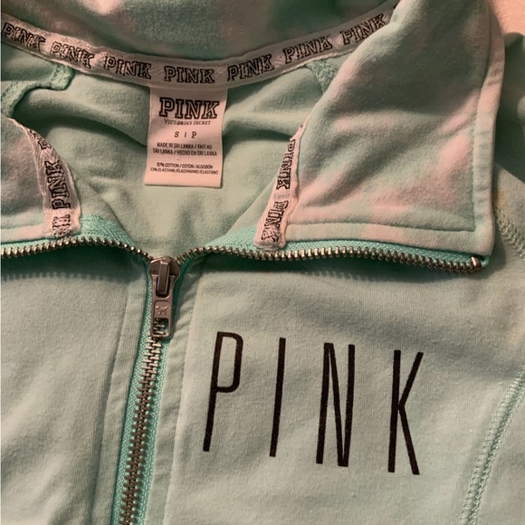 Mint Green Victoria’s Secret Pink quarter zip pullover sweatshirt sz S - Picture 3 of 3